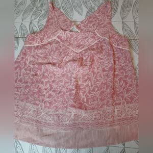 Maeve Anthropologie Top Flowy Floral Pink Sleeveless Keyhole Feminine